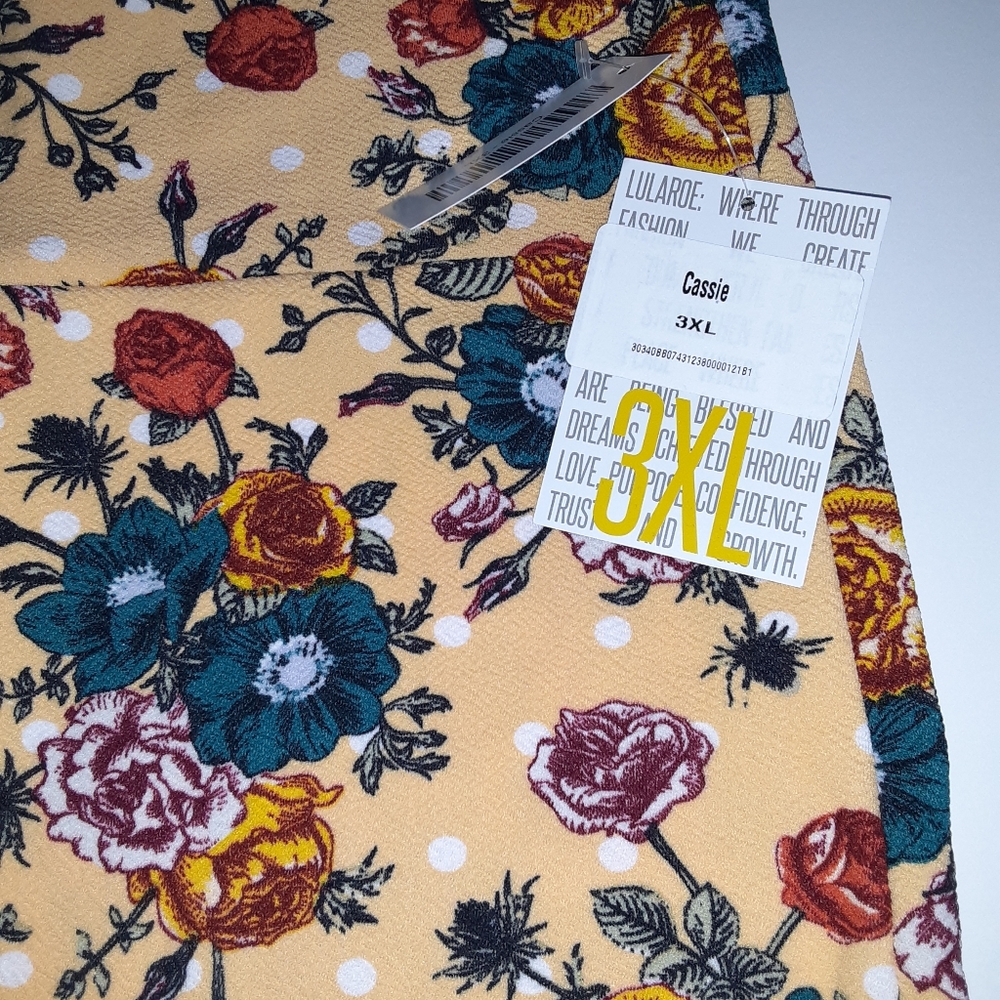 Cassie Lularoe Pencil 3xl Skirt Orange background with multi floral design. - Picture 7 of 11